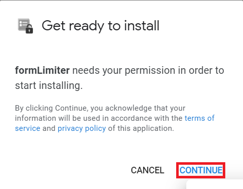 Continue with the installation