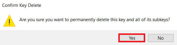 Confirm to delete key