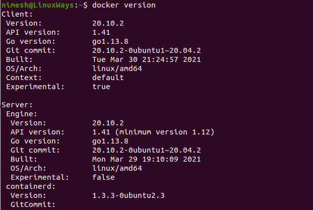 Check Docker version