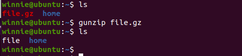 Use gunzip command to decompress files