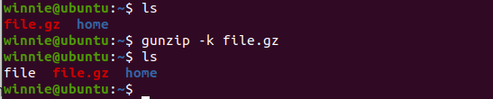 Keep compressed file when using gunzip