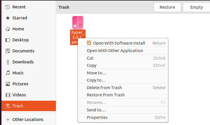 Restore files from Trash