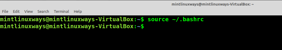 source bashrc