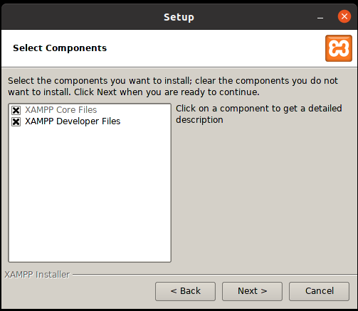 Choose XAMPP components