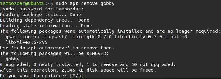 apt remove gobby