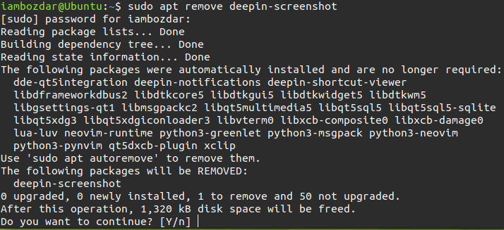 Remove Deepin Screenhsot Tool