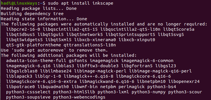 Install Inkscape with apt