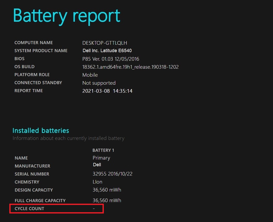 Get detailed Battery report in Windows 10